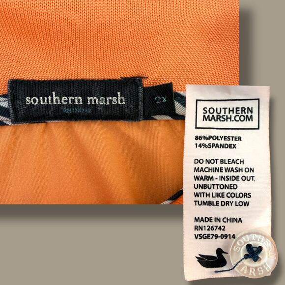 Southern Marsh 2XL Performance Golf Polo Shirt Orange Duck Logo - Picture 7 of 7